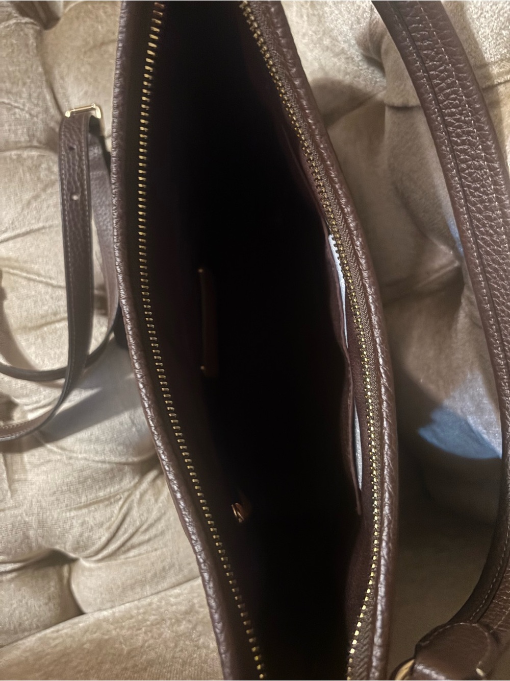 Coach Pebbled large Laurel Leather Shoulder Bag in Brown with Gold Hardware - Picture 6 of 10